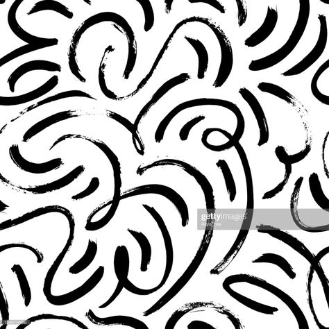 stock illustration : Elegant abstract brush strokes vector seamless pattern. Black grunge curves printmaking texture. Printmaking Texture, Swimwear Prints, Pattern Challenge, Brush Pattern, Abstract Brush Strokes, Brush Strokes Pattern, Yoga Festival, Illustrator Brushes, Black Grunge