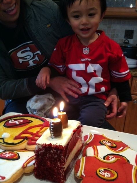 49ers themed deserts!  #Niners #49ers #AuthenticFan Bay Area California, Small Fan, Birthday Candles, Football, Fan, American Football