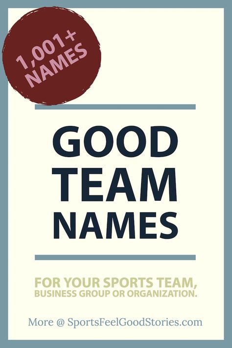 Check out these good team names and use them for your sports team, business group, or organization. Lots of choices for all different types of teams. From the "Tater Tots" to "Spike Peak," we've got you covered.  #names #sports #business Cricket Team Names Ideas, Funny Team Names For Volleyball, Funny Volleyball Team Names, Basketball Team Names Ideas, Cricket Team Names, Team Names Ideas Inspirational, Fantasy Hockey Team Names, Team Names Ideas Clever, Team Themes