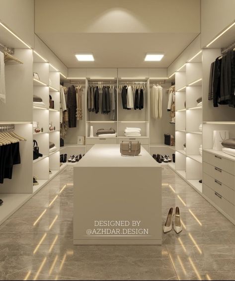 Large Walk In Wardrobe, Women Walk In Closet, Walk In Closet Aesthetic, Idee Dressing, Big Walk In Closet, Walking Closet Ideas, Bedroom Layouts For Small Rooms, Stylish Room Decor, Home Bedroom Design