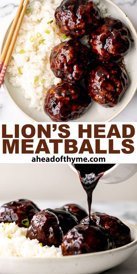 Chinese Meatballs, Chinese New Year Dishes, Asian Seasoning, Sticky Sauce, Asian Meatballs, Meatballs And Rice, Rice Fried, Chinese Pork, Asian Pork