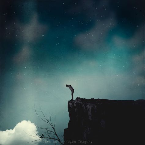 Standing On A Cliff Drawing, Cliffs Tattoo, Skull Wallpaper Iphone, Cliff Edge, Dark Landscape, Man Standing, Girl Standing, What To Draw, Conceptual Photography