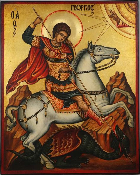 St George Orthodox Icon, St George Slays The Dragon, Paintings Of Saints, Orthodox Saints Icons, St George Icon, Saint George Icon, St George Dragon, Heroes Of The Bible, St George And The Dragon