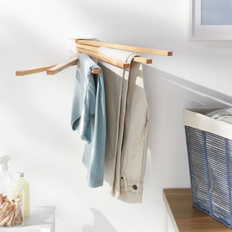 Small Space Wall Mounted Drying Rack White - Brightroom™ | Target Drying Rack Ceiling, Laundry Room Drying Rack, Laundry Drying Rack, Wall Mounted Drying Rack, Laundry Rack, Drying Rack Laundry, Art Studio At Home, Laundry Drying, Small Space Organization