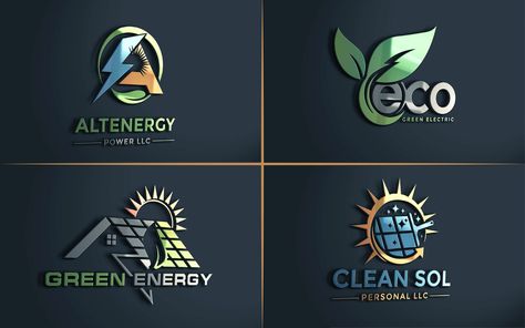 Do eco energy, electrical , power and solar panel logo by Mrriyad420 | Fiverr Logo Solar Energy, Solar Panel Logo, Solar Panel Roof Design, Electrician Logo, Solar Logo, Solar Panels Roof, Energy Logo, Eco Logo, Green Electric