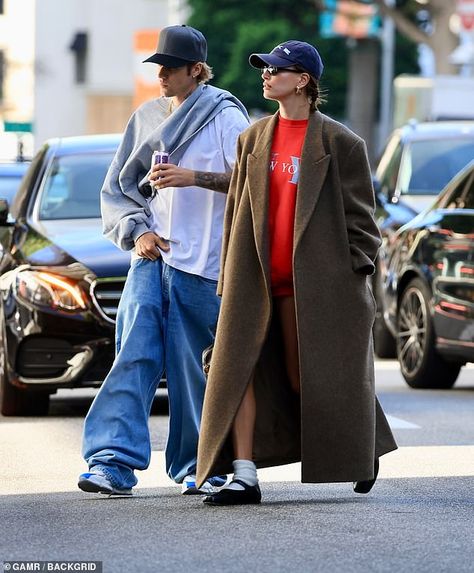 Hailey Bieber puts on a leggy display as she joins casually-clad husband Justin for lunch date in Beverly Hills | Daily Mail Online Justin And Hailey Bieber Street Style, Hailey Bieber 2024 Style, Hailey Bieber Summer Style, Hailey Bieber 2024, Peaches Singer, Hailey Baldwin Outfits, Hailey And Justin Bieber, Justin Bieber And Hailey Bieber, Hailey Bieber Street Style