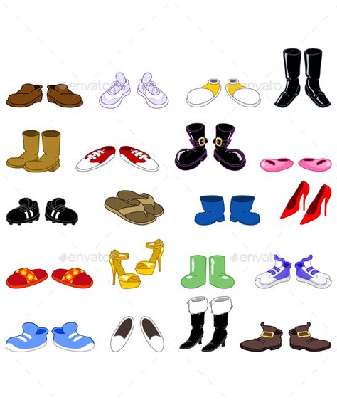 Cartoon Shoes Set How To Draw Cartoon Shoes, Cartoon Shoes Drawing, Shoes Clipart, Graduation Wallpaper, Character Expressions, 2d Cartoon, Background References, Cartoon Fun, Cartoon Shoes