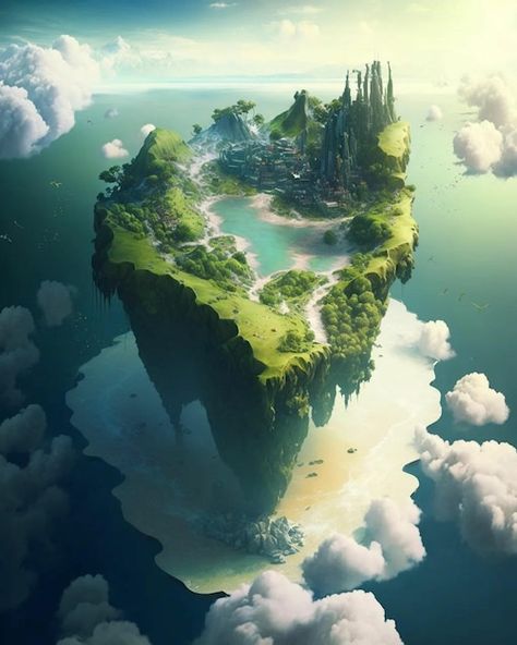 Photo Digital Art, Fantasy Village, Fantasy Island, Castle Art, Location Inspiration, Fantasy Castle, Fantasy City, 50 Million, Fantasy Places