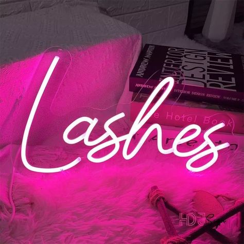 Lash Extensions Logo Design, Pink Lashes Aesthetic, Lash Logo Ideas, Lash Quotes, Neon Led Sign, Decor Salon, Lashes Logo, Beauty Room Decor, Lash Room