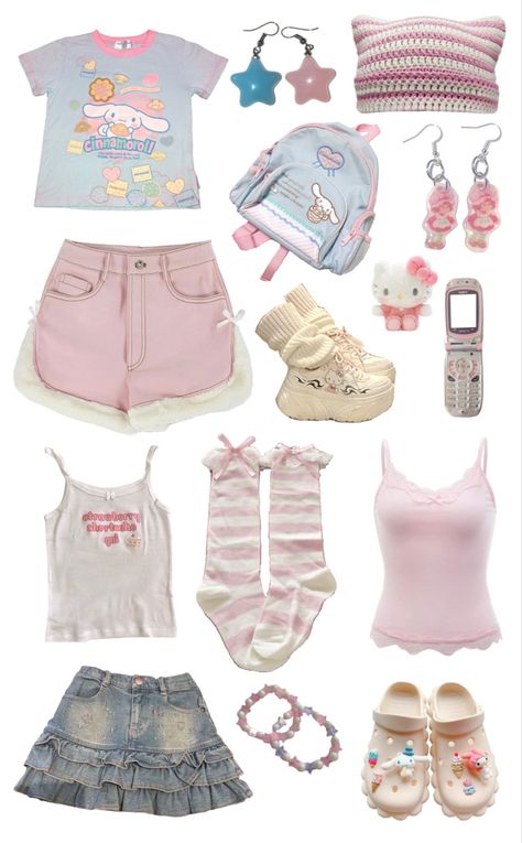 Cutecore Clothes Amazon, Casual Cutecore Outfits, Kawaii Clothes Ideas, Sanrio Themed Outfits, Cute Core Outfit Kawaii, Outfit Ideas Cutecore, Pastelcore Outfits, Fairykei Outfit, Cutegore Outfit