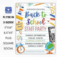 Staff Appreciation Ideas Morale Boosters, Back To School Brunch, Parent Engagement Ideas, Teacher Appreciation Lunch, School Event Ideas, School Party Invitation, Brunch Flyer, Simple Desert, Staff Meeting