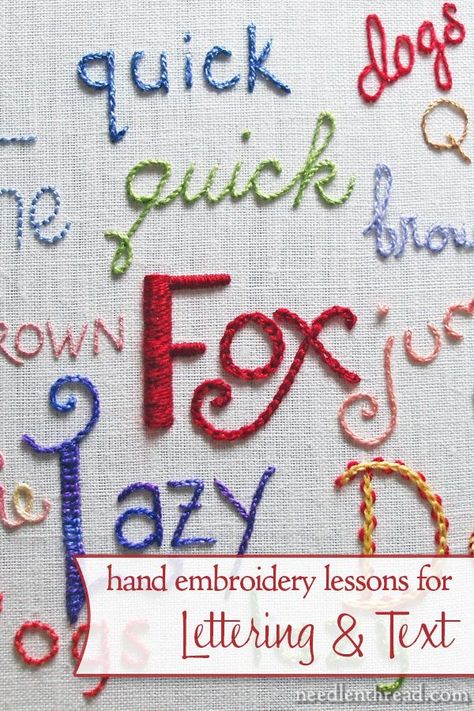 Hand embroidery is a great way to personalize gifts, and what better way to make a gift personal, than to write something on it? In these free step-by-step lessons, you'll learn a variety of hand embroidery stitches perfect for text, with tips on how to make your embroidered lettering look magnificent! Hand Embroidery Letters, Sulaman Pita, Ideas Embroidery, Embroidery Lessons, Sew Ins, Embroidery Letters, Embroidery Stitches Tutorial, Pattern Embroidery, 자수 디자인