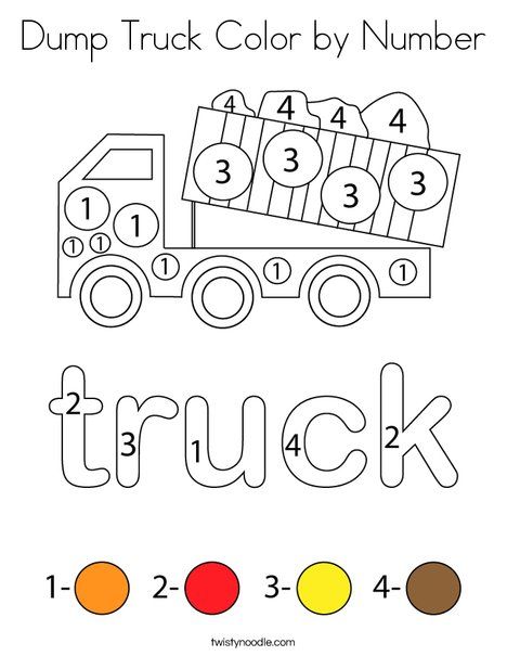 Dump Truck Color by Number Coloring Page - Twisty Noodle Transportation Coloring Pages Preschool, Preschool Travel, Construction Theme Preschool, Preschool Journals, Theme Preschool, Twisty Noodle, Police Truck, Prek Math, Holiday Lettering