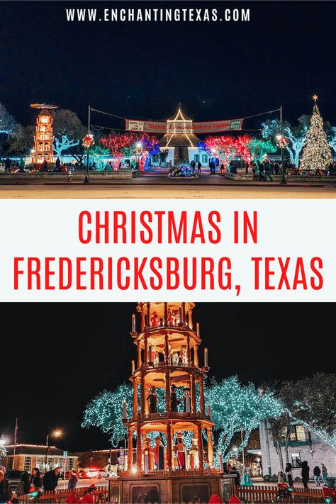 Find best things to do for Christmas in Fredericksburg, Texas including German Christmas pyramid, Light the Night parade, wine tastings & more. Best Things to do for Christmas in Fredericksburg, Texas | Christmas Things to do in Fredericksburg, TX | Fredericksburg Christmas events | prettiest Christmas town in Texas | Downtown Fredericksburg Christmas lights | German Christmas in Fredericksburg | Christmas in Texas | Things to do in Fredericksburg for Christmas | Christmas in Fredericksburg TX Christmas In Texas, Things To Do For Christmas, Christmas Pyramid, German Christmas Pyramid, Christmas Towns, Texas Winter, Christmas Things To Do, Texas Destinations, Christmas Getaways