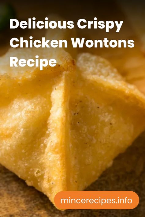 Delicious crispy chicken wonton with a golden-brown crust. Wonton Chicken, Minced Chicken Recipes, Chicken Wontons, Crispy Wonton, Wonton Recipes, Ground Chicken Recipes, Ground Meat Recipes, Mince Recipes, Lime Sauce