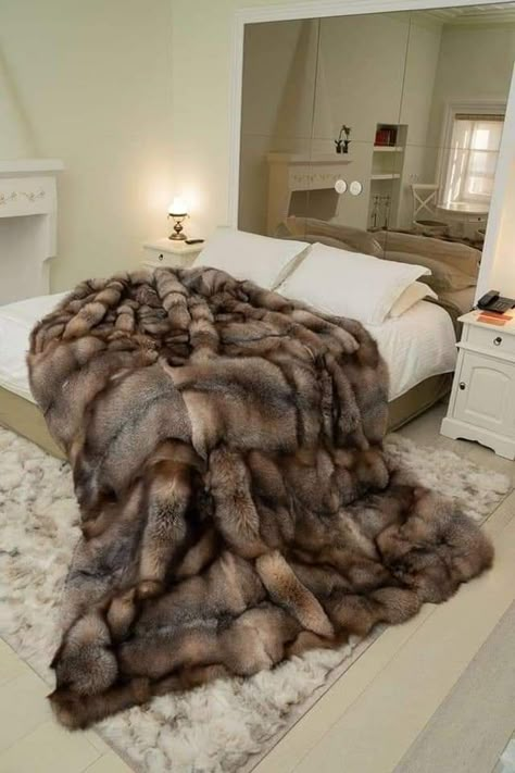 Fur Blankets, Cross Fox, Fur Accessories, Black Bedroom, Fur Blanket, Fur Throw, Room Inspiration Bedroom, Room Ideas Bedroom, Bedroom Themes