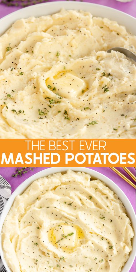 Garlic Mashed Potatoes Recipe, Buttery Mashed Potatoes, Perfect Mashed Potatoes, Best Mashed Potatoes, Carlsbad Cravings, Easy Potato Recipes, Mashed Potato Recipes, Thanksgiving Dishes, Potato Side Dishes