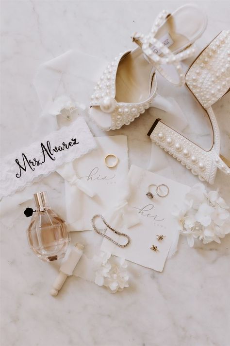 Bride Watch Wedding Day, Wedding Flat Lay Bride, Vow Book Flat Lay, Bride Flat Lay, Bridal Accessories Photography, Wedding Flat Lay Inspiration, Bride Flatlay, Bride Detail Shots, Wedding Details Photos