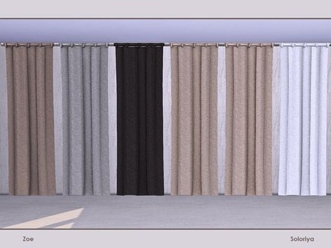 Sims 4 — Zoe. Curtain by soloriya — Curtain. Part of Zoe set. 5 color variations. Category: Decorative - Blinds and Sims Cc Curtains, Sims4 Cc Items, Sims4 Decoration Cc, Sims 4 House Wallpaper Cc, Sims 4 Cc Furniture Decoration, Ts4 Furniture Cc Clutter, Sims 4 Cc Living Room Decor, Sims Curtains, Sims 4 Cc Room Sets