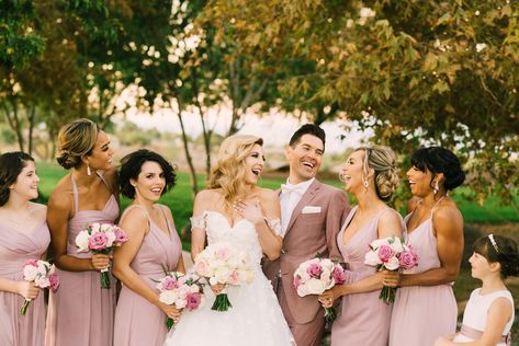 My beautiful wedding party in mauve dresses with man of honor in a mauve suit Mauve Tuxedo Wedding, Man Of Honor Attire Bridal Parties, Mauve Groom Suit, Pink Wedding Party Attire, Man Of Honor Attire, Mauve Suits For Men, Bridesman Male Bridesmaid, Man Of Honor Wedding, Mauve Suit