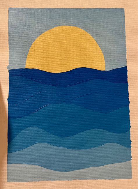 Ocean Acrylic Painting for beginners Easy Ocean Painting, Ocean Painting Easy, Mont Marte Acrylic, Ocean Acrylic Painting, Ocean Christmas, Tiny Canvas, Cute Easy Paintings, Funny Random, Painting For Beginners