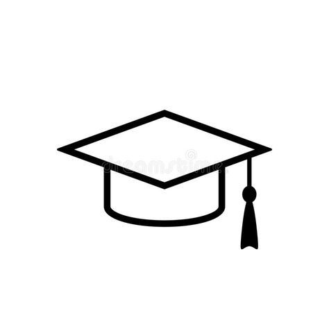 Grad cap outline icon. Clipart image isolated on white background vector illustration Grad Cap Clip Art, Grad Cap Drawing Easy, Graduation Cap Tattoo, Graduation Cap Drawing Easy, Graduation Drawing Ideas Easy, Graduation Cap Outline, How To Draw A Graduation Cap, Graduation Cap Doodle, Grad Hat Drawing