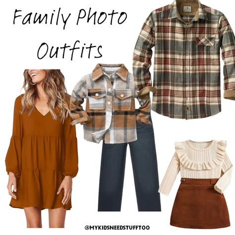 Modern Family Pictures Outfits, Family Photo Outfits Flannel, Fall Family Photos Flannel, Black And Camel Family Pictures, Plaid Family Pictures Outfits, Plaid Photoshoot, October Family Photos Outfits, Winter Family Photo Outfits, Neutral Family Picture Outfits