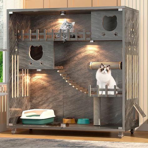 Faster shipping. Better service Diy Outside Cat House For Winter, Big Cat Tree House, Two Story Cat House, Feral Cat House Plans, Diy Cat House Outdoor Winter Wood, Wooden Cat House, Cat Houses Indoor, Cat Wall Furniture, Outdoor Cat Enclosure