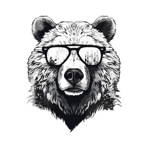 Colorful cool bear with glasses vintage ... | Premium Vector #Freepik #vector #watercolor-bear #creative-design #watercolor-drawing #watercolor-banner Bear Styles, Bear With Glasses, Watercolor Banner, Glasses Tattoo, Bear Artwork, Bear Drawing, Cloth Pattern, Boys Pattern, Drawing Watercolor