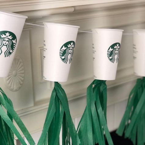 Barista Birthday Party, Starbucks Birthday Shirt Ideas, Starbucks 2nd Birthday, Starbucks Party Decorations Diy, Starbucks Themed Games, Starbucks Birthday Party Decorations, Starbucks Balloons, Starbucks Party Ideas For Teens, Coffee Themed Party Decorations