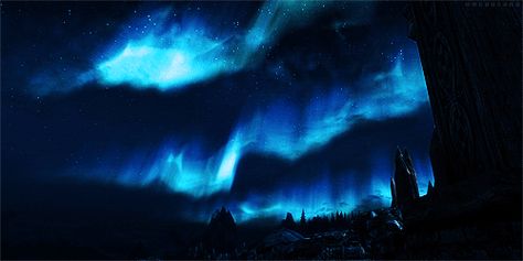 Blue Lightning Banner Gif, Skyrim Northern Lights, Blue Banners Discord Gif, Blue Gifs Discord, Blue Discord Banner Animated, Dark Blue Gif Banner, Blue Gif Background, Blue Animated Banner, Cyan Banner Gif