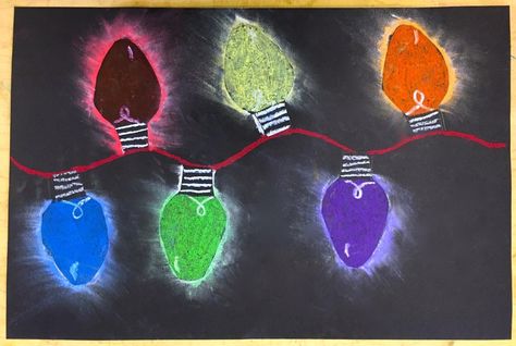 HOLIDAY LIGHTS! – 5TH GRADE – Art with Mrs Filmore 5th Grade Art Lessons, Op Art Lessons, Holiday Art Projects, Winter Art Lesson, Middle School Art Projects, Art Lessons Middle School, 4th Grade Art, 5th Grade Art, Classroom Art Projects