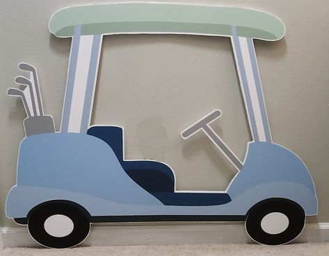 Golf Car Blue Party Prop Sign Backdrop Standee and Golf Party Decoration. - Etsy Golf Backdrops, Golf Baby Shower Ideas, Golf Baby Showers, Golf Party Decorations, Golf Baby, Golf Diy, Baby Boy 1st Birthday Party, Golf Party, Golf Theme