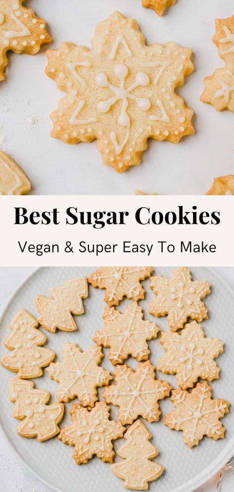 Vegan Cutout Sugar Cookies, Vegan Roll Out Sugar Cookies, Organic Christmas Cookies, Vegan Sugar Cookies Recipe, Sugar Cookie Recipe Vegan, Non Dairy Sugar Cookies, Vegan Sugar Cookie Frosting, Christmas Cookies Recipes Vegan, Vegan Christmas Treats Easy