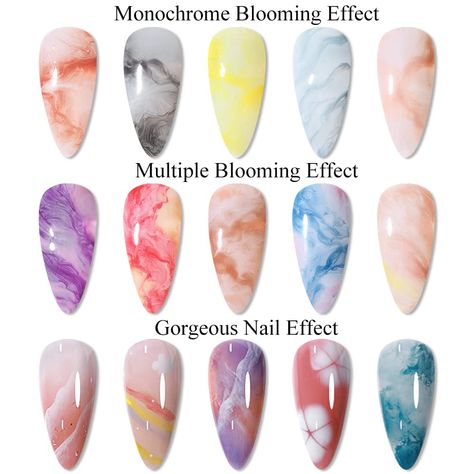 Amazon.com : SUPWEE White Blooming Gel Polish Marble Watercolor Ink Nail Painting Gel Nail Blossom Flower Nail Art Design Soak Off UV Gel Manicure DIY Nail Design At Home 10ML(0.33FL OZ) : Beauty & Personal Care Nail Art Design For Birthday, Blooming Marble Nails, Blossom Nail Art Designs, Peach Marble Nails, Gel Blooming Nails, Blooming Gel Marble Nails, Marble Nail Designs Summer, Blossom Gel Nails, Blooming Gel Nail Art Designs