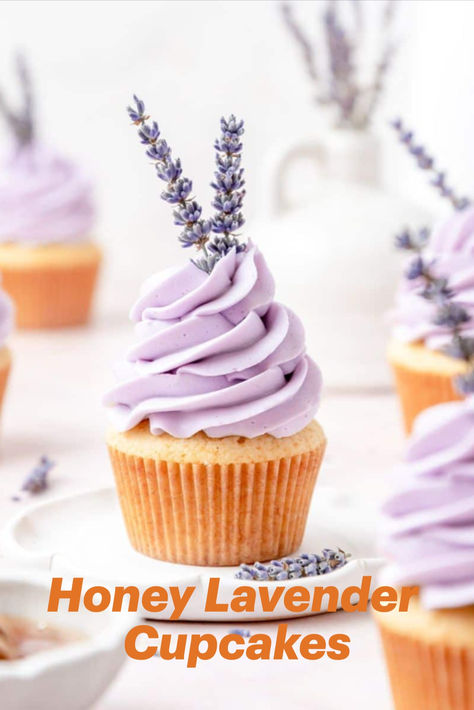 Honey Frosting, Lavender Buttercream, Honey Cupcakes, Cooking Soul Food, Lavender Cupcakes, Lavender Cookies, Purple Food Coloring, Moist Cupcakes, Lavender Cake