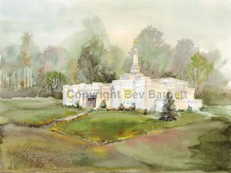 LDS Spokane Temple at Dawn 18 X 24 by BevBarnettArtStudio on Etsy, $74.99 Temple Watercolor, Lds Temple, Lds Temples, Painting Photos, Crafty Ideas, Original Watercolor Painting, Painting Art, Original Oil Painting, Original Work