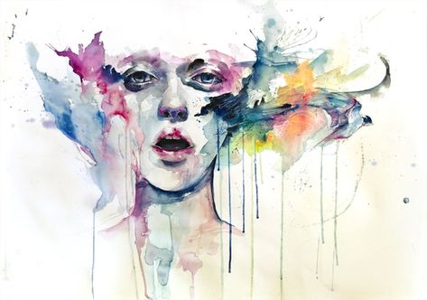 Brilliant watercolor by artist Silvia Pelissero. Click to see more of her work. Silvia Pelissero, Agnes Cecile, Illustration Art Nouveau, Watercolor Art Face, Watercolor Art Diy, Watercolor Art Landscape, Watercolor Art Journal, Bird Watercolor Paintings, Watercolor Art Paintings