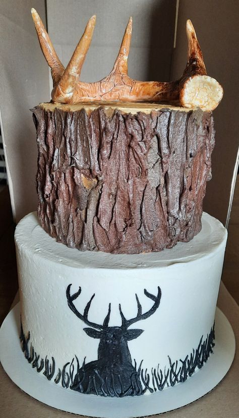 Deer Grooms Cake Hunters, Outdoorsman Cake Ideas, Hunter Call Of The Wild Cake, Deer Hunting Cakes, Deer Hunter Cake, Country Birthday Cakes For Men, Hunter Theme Cake, The Big One Hunting First Birthday Cake, Deer Hunting Cakes For Men