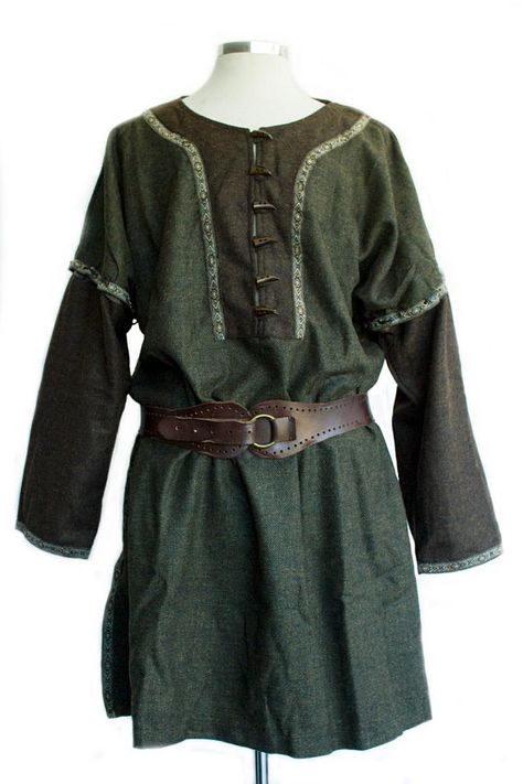 Medieval Rogue Outfit, Medieval Outfit, Irish Clothing, Medieval Clothes, Fair Outfits, Viking Clothing, Diy Kostüm, Green Tunic, Detachable Sleeves