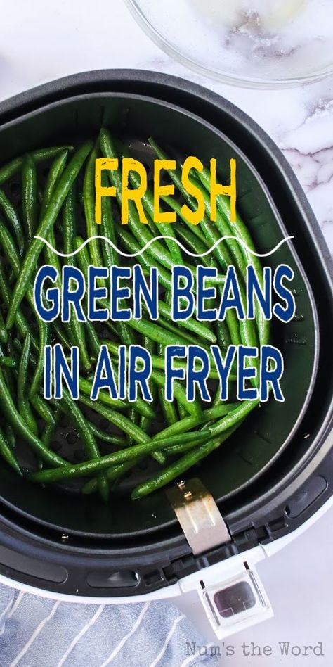 Air Fryer Green Beans are a healthy and delicious side dish that’s so easy to whip up! With only a few ingredients and a few minutes you’ll be enjoying those yummy green beans! #numstheword #airfryer #greenbeans Green Beans In Air Fryer, Beans In Air Fryer, Yummy Green Beans, Green Bean Recipes Healthy, Air Fryer Green Beans, Air Fried Green Beans, Fresh Green Bean Recipes, Cooking Fresh Green Beans, Air Fried Food