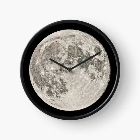 Witchy Products, Moon Clock, White Backdrop, Metal Hand, Quartz Clock, Hand Coloring, Soft Lighting, Full Moon, Wall Clock