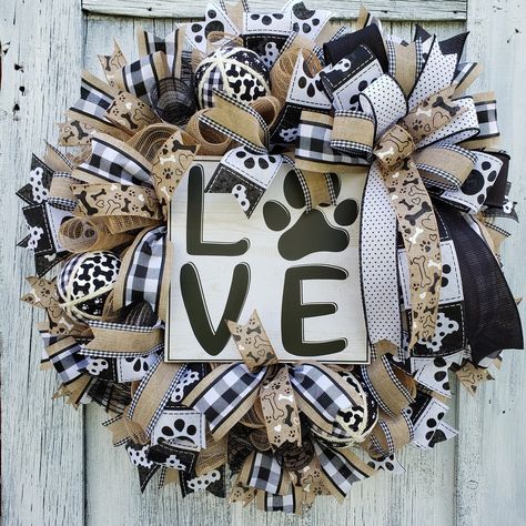 Dog Wreath for Door, Everyday Welcome Wreath, All Year Wreath for Door, Dog Lover's Wreath, Dog Lover's Gift, Dog Wreath, Dog Decor Dog Wreaths For Front Door, Dog Wreaths, Fun Wreaths, Dog Ribbon, Ribbon Wreaths, Wreath For Door, Fun Wreath, Dog Wreath, Ribbon Wreath