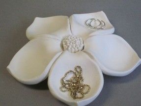 Ceramic Flower Bloom jewelry holder, floral sculpture , ceramic flower art, decorative jewelry tray, OOAK dressing table tray Kiln Pottery, Bloom Jewelry, Floral Sculpture, Sculpture Ceramic, Slab Pottery, Table Tray, Jewelry Flower, Hand Built Pottery, Clay Flower