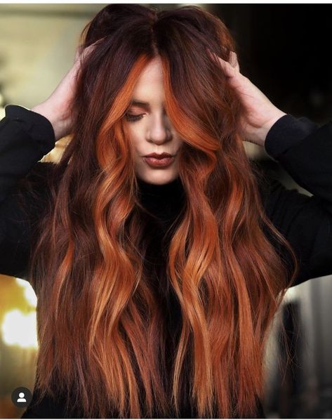 Color Block Hair, Cheveux Oranges, Hairstyle Braids, Ginger Hair Color, Copper Hair Color, Long Red Hair, Ombré Hair, Women's Hairstyles, Auburn Hair