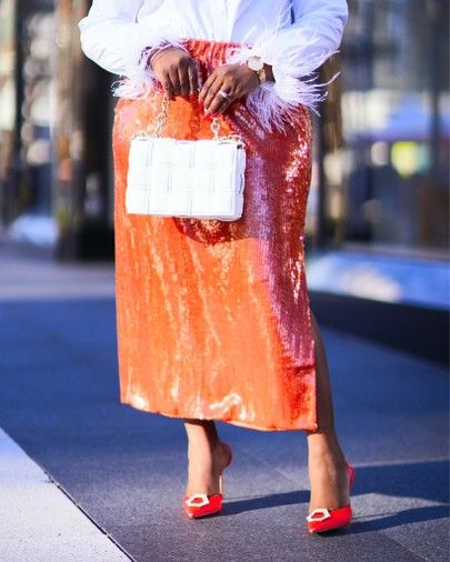 Holiday party sequin ✨ it’s the details for me :) sequin outfit , sequin skirt , Christmas party outfit idea , holiday party outfit , orange skirt , Jcrew sequin skirt #LTKstyletip #LTKSeasonal #LTKHoliday Orange Sequin Skirt, Christmas Dress Outfit, Christmas Outfit Inspiration, Skirt Styling, Holiday Outfits Christmas, Nye Fashion, Christmas Wear, Christmas Party Outfit, Sequin Outfit