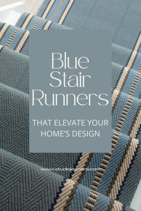 Looking to enhance your staircase with style and functionality? Discover the beauty of blue stair runners, striped stair runners, and patterned stair carpets. Transform your stairs with a stunning staircase runner, adding both elegance and practicality to your home. Elevate your stairway with a touch of comfort and a dash of personality. Explore the possibilities of stairway carpets and create a welcoming and stylish entrance to your space. Modern Staircase Runner Ideas, Blue Carpet Stairs, Coastal Stair Runner, Patterned Stair Runner, Navy Stair Runner, Stair Runners Ideas, Blue Stair Runner, Stair Carpet Ideas, Runner Rug Stairs