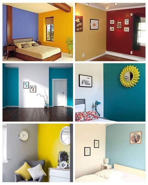 Indian Living Room Paint Color Ideas, Wall Color Ideas For Living Room, Living Room Paint Color Ideas Indian, Living Room Paint Design, Bedroom Wall Colour Combination, Wall Paint Colour Combination, Room Paint Designs, Colorful Bedroom Design, Arch Designs For Hall