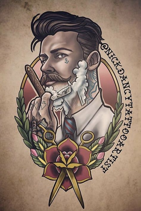 Barber Shop Pictures, Barber Poster, Barber Tattoo, Barber Haircuts, Neo Tattoo, Barber Logo, Tattoo Old School, Barbershop Design, Barber Shop Decor