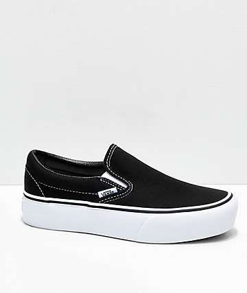 White Platform Vans, Vans Slip On Black, Vans Shoes Women, White Platform Shoes, Platform Vans, Black Platform Shoes, Classic Vans, White Platform, Black Vans